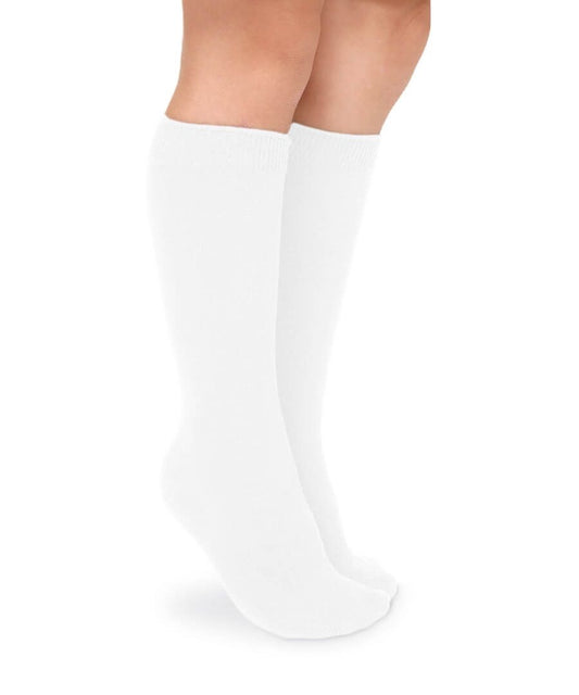 Smooth Toe Cotton Knee High Socks 2 Pair Pack - White