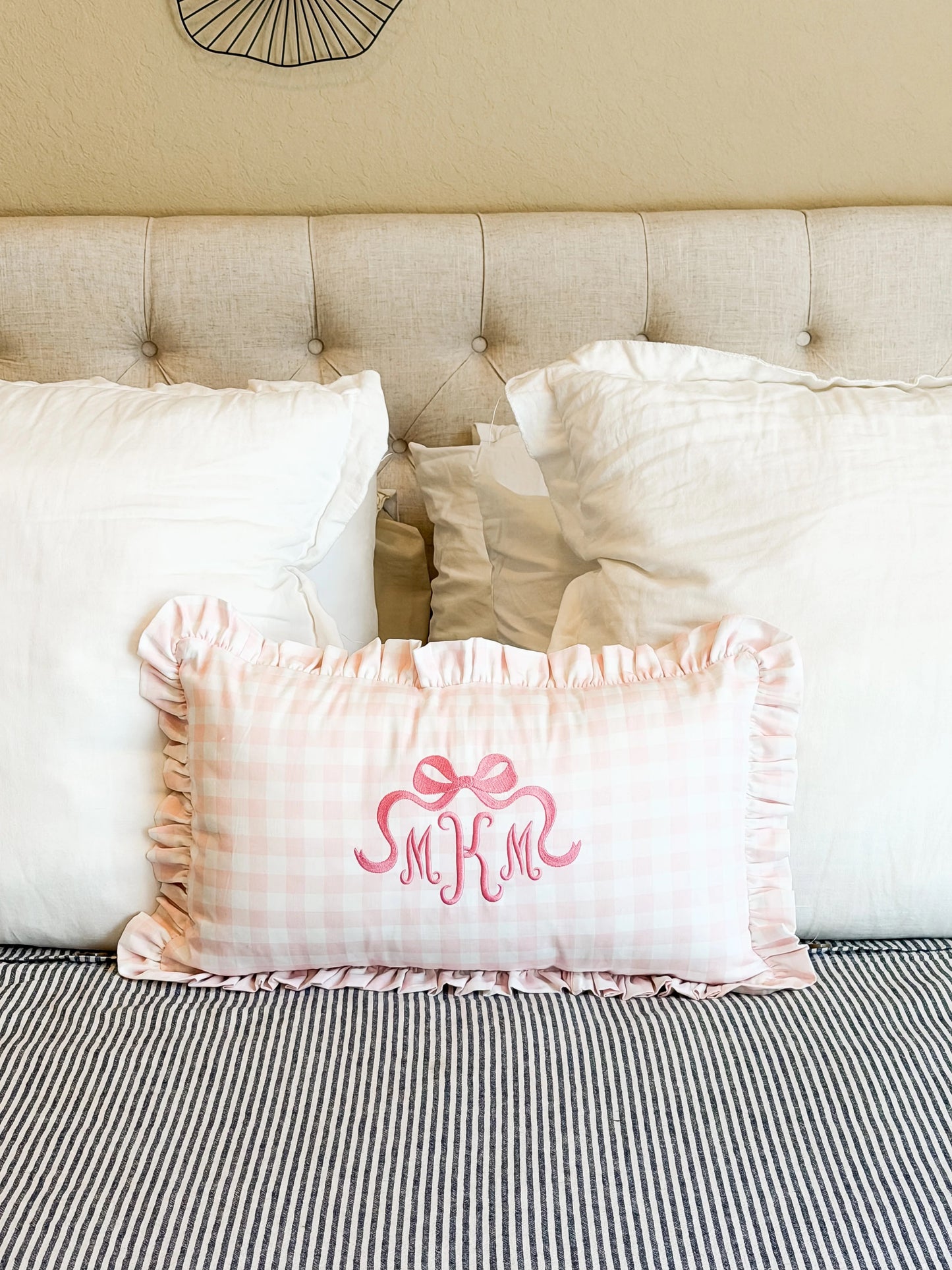 Gingham Ruffle Pillow Cover (Multiple Colors Available)