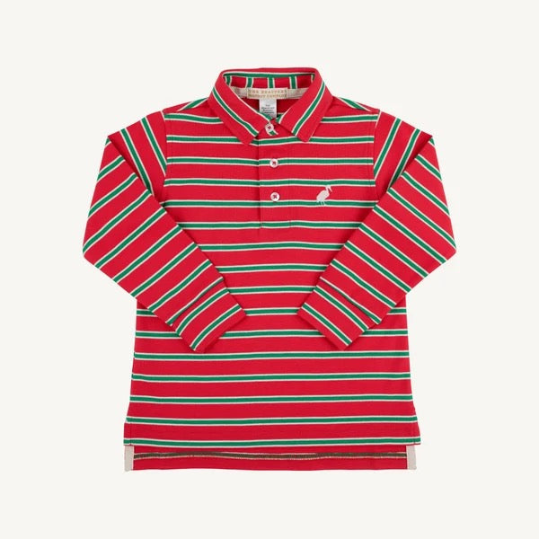 Richmond Red, Kiawah Kelly Green & Palmetto Pearl Stripe Long Sleeve Prim & Proper Polo & Onesie