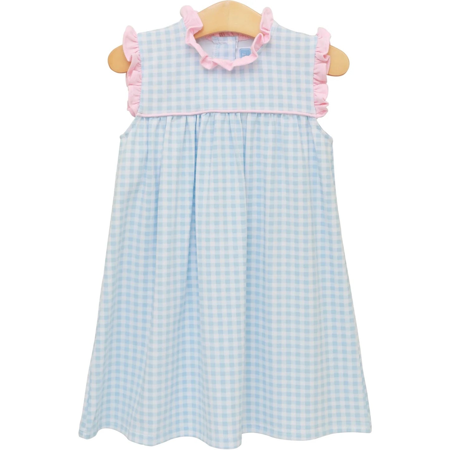 Meredith Dress - Light Blue Gingham/Light Pink