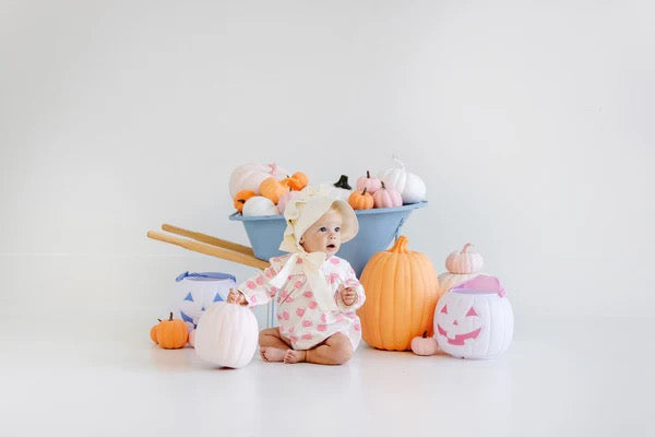 Long Sleeve Penny's Play Bubble - Vintage Prep Pumpkin Pails/Sandpearl Pink