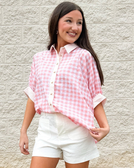 Sweet Heart Gingham Button Up Shirt