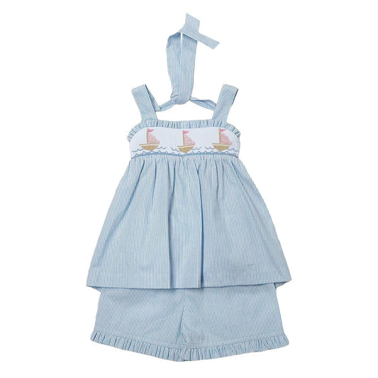 Sailboat Light Blue Spanish Stripe Rachel Short Set