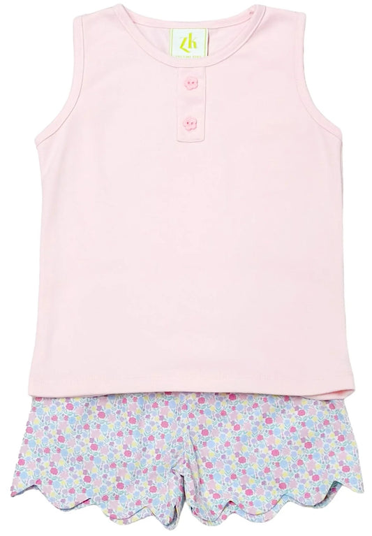 Spring Floral Pink Knit Kendall Short Set