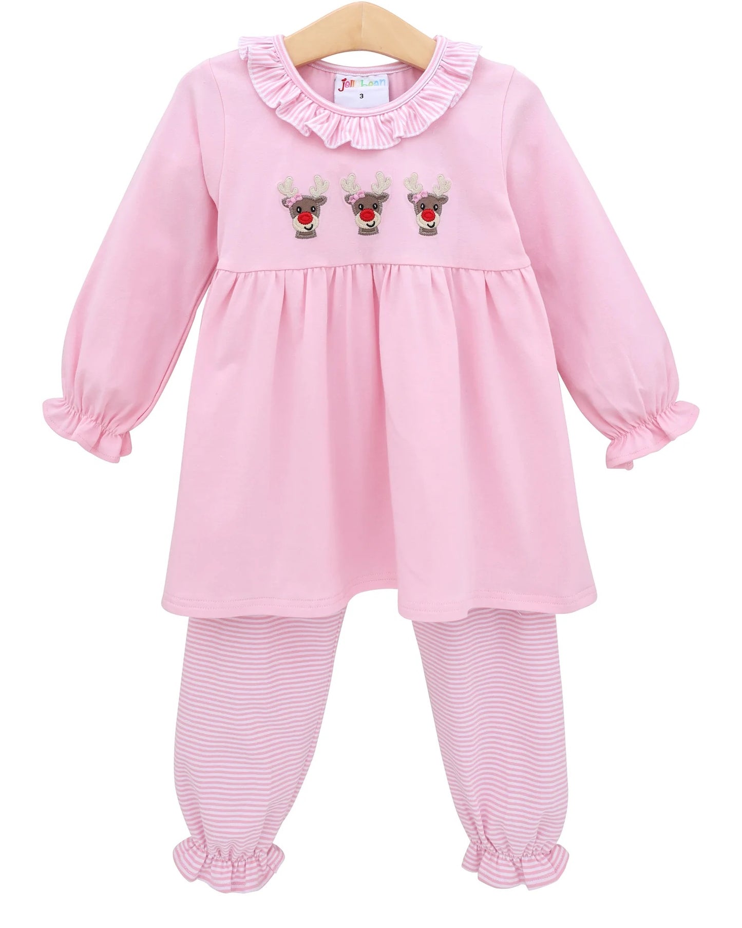 Girl's Run Run Rudolph Ruffle Pants Set