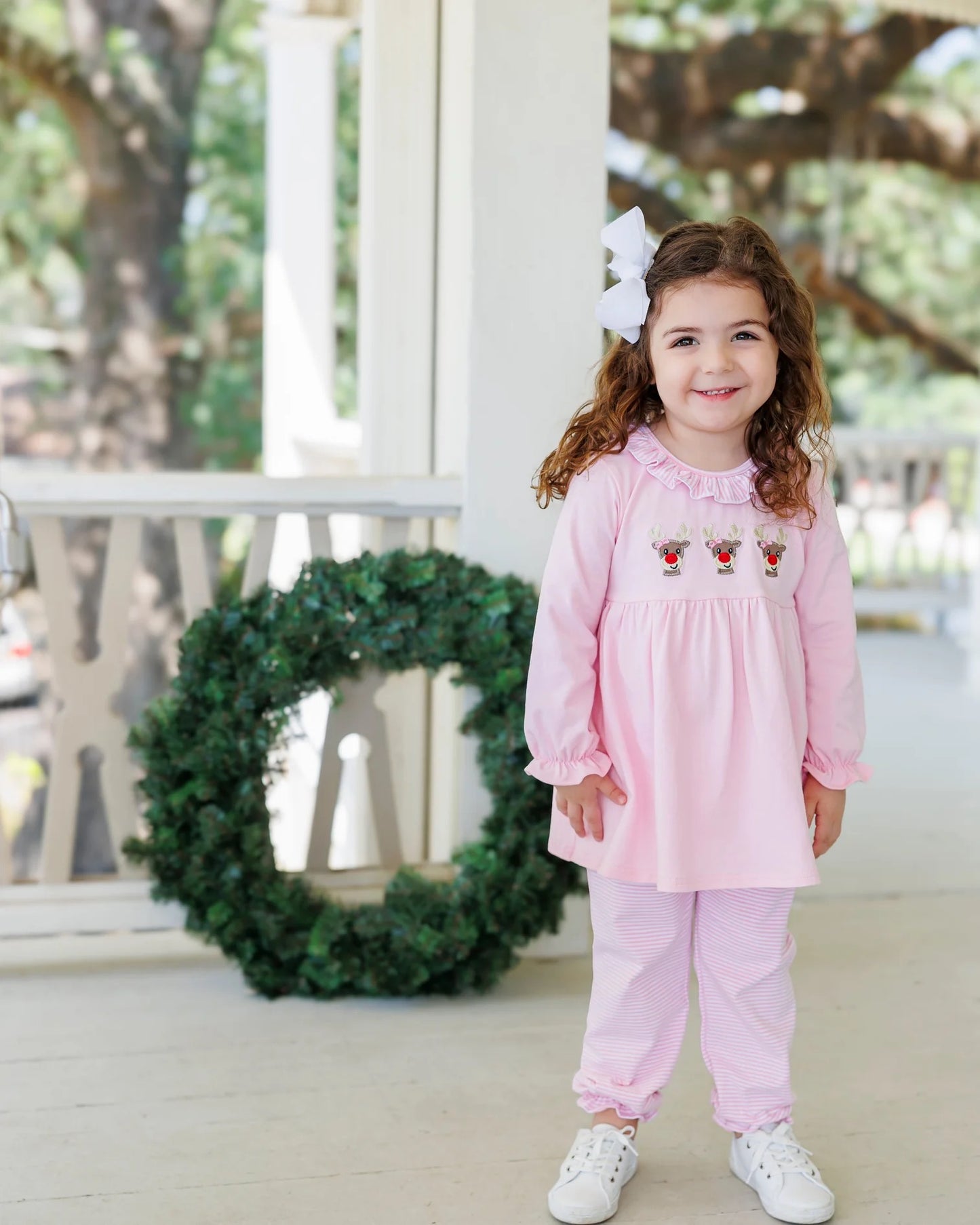 Girl's Run Run Rudolph Ruffle Pants Set