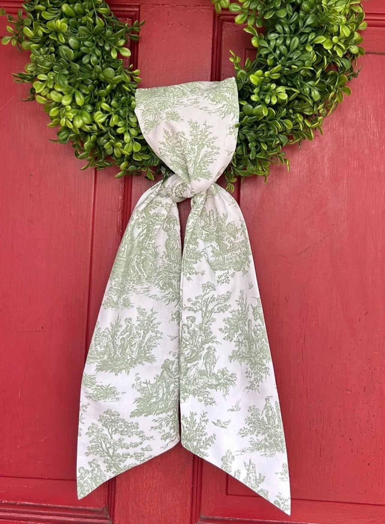 Sage Green Toile Wreath Sash