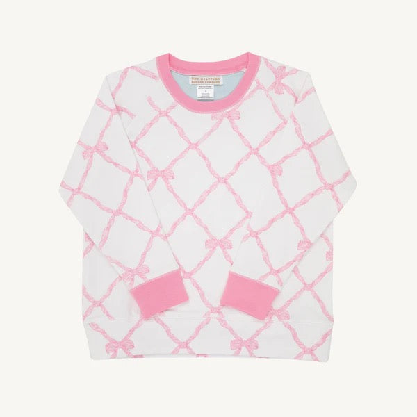 Cassidy Comfy Crewneck - Belle Meade Bow/Hamptons Hot Pink