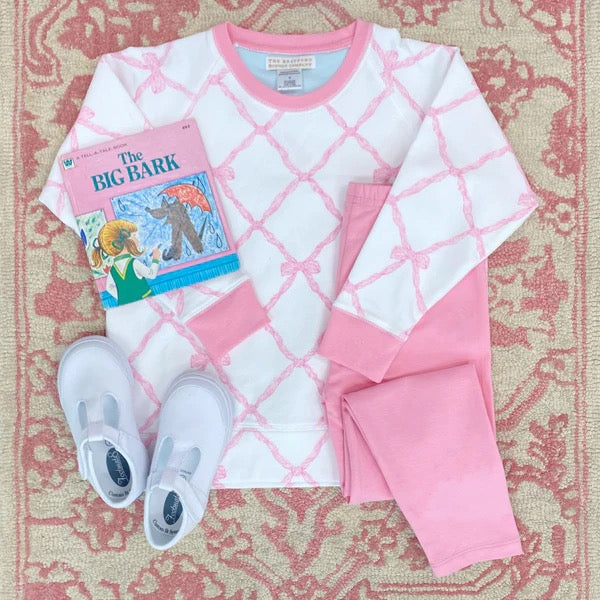 Cassidy Comfy Crewneck - Belle Meade Bow/Hamptons Hot Pink