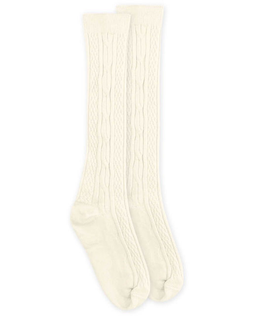 Ivory Classic Cable Knit Knee Socks