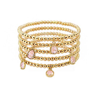 MB - Jax Pink Charm Gold Bracelet Stack