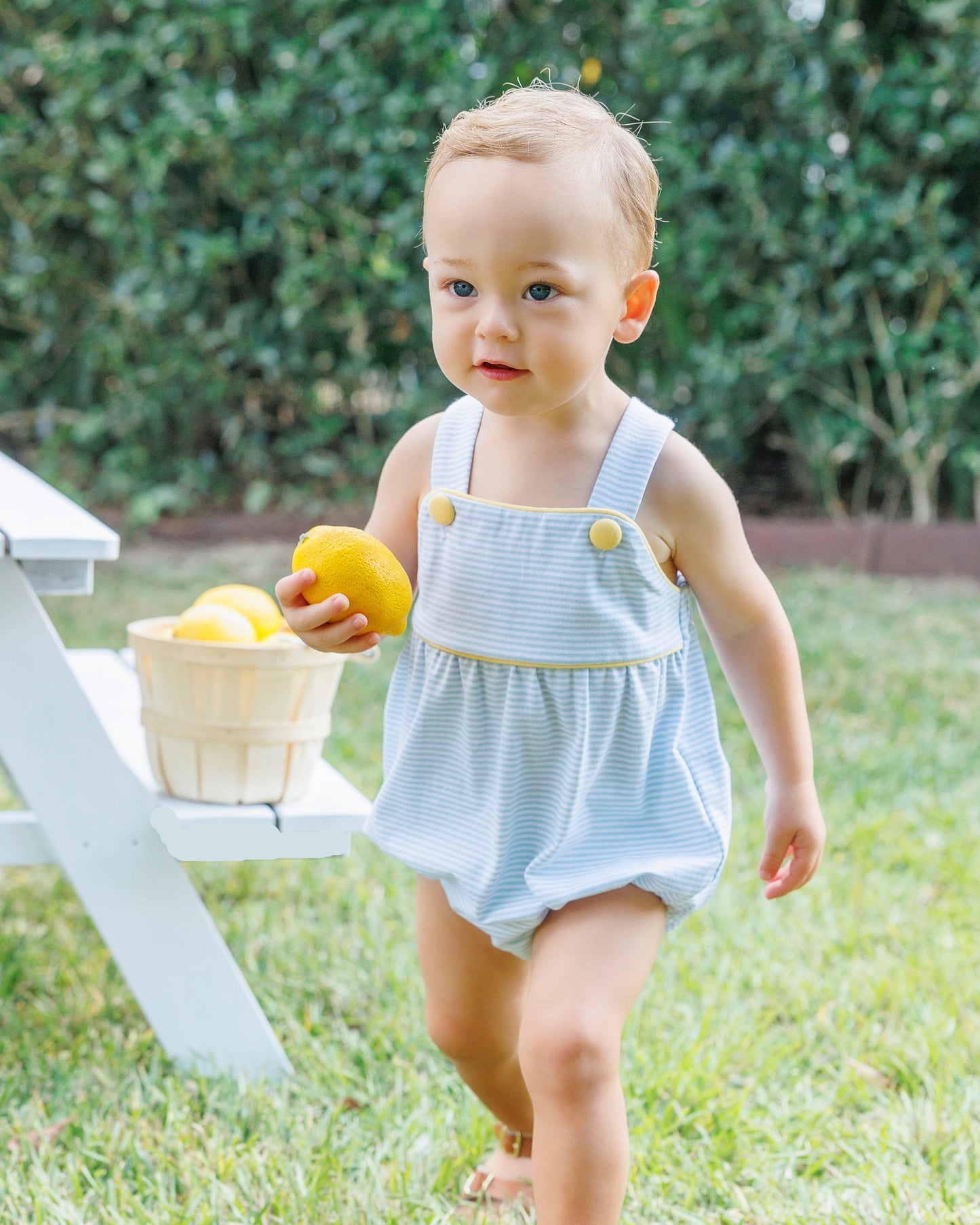 Luke Sunsuit - Light Blue Stripe & Yellow