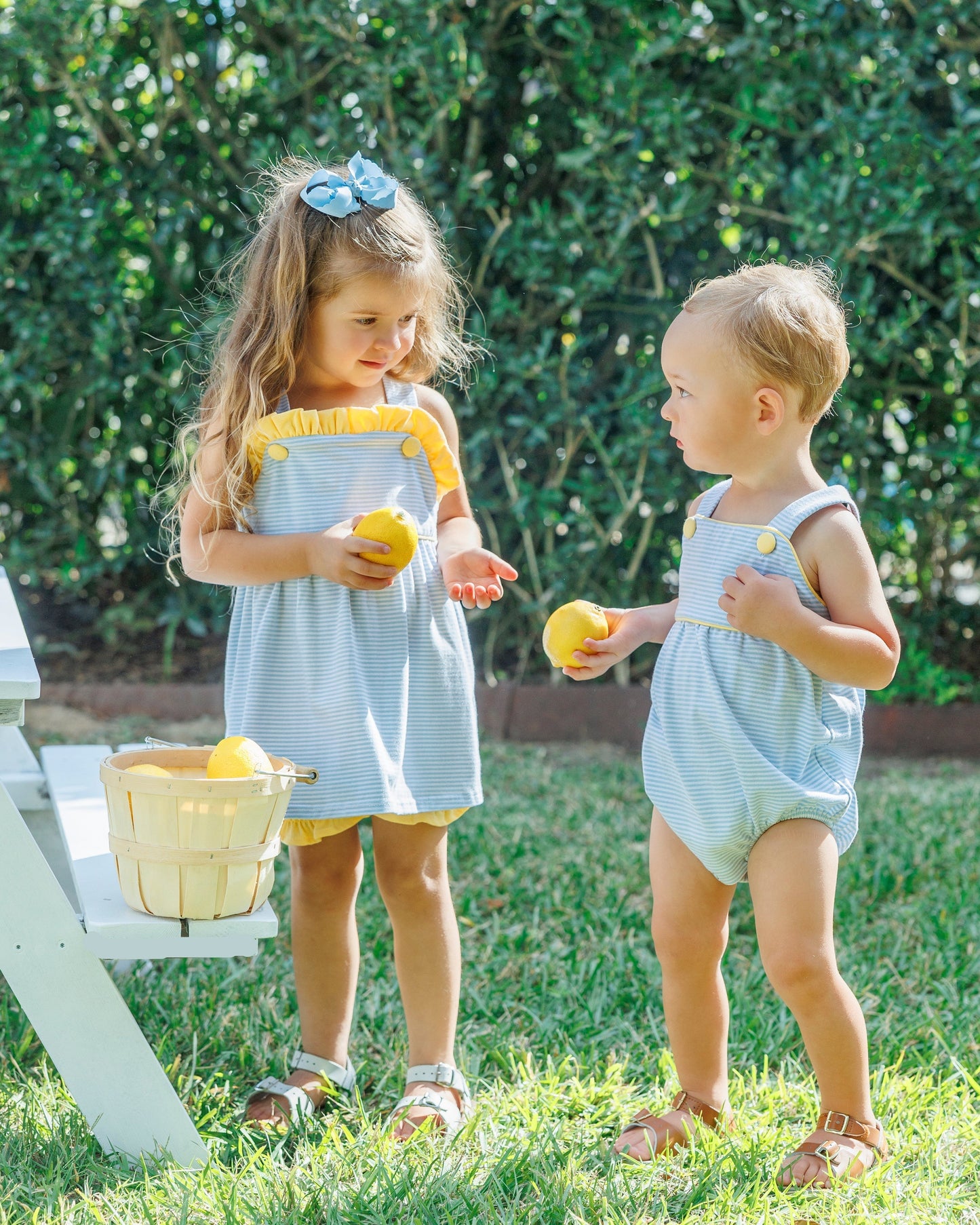 Luke Sunsuit - Light Blue Stripe & Yellow