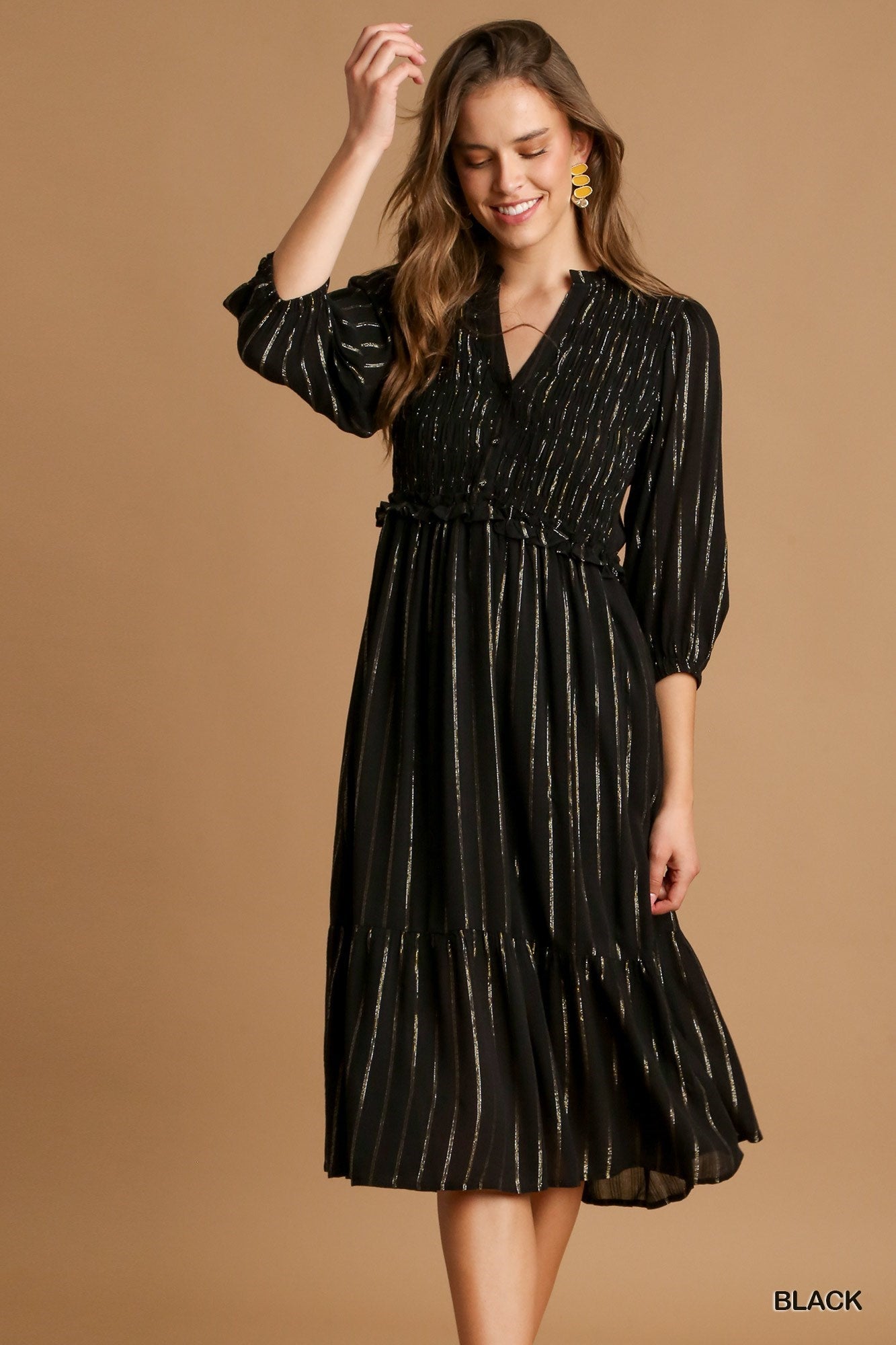 Own The Night Black Midi Dress