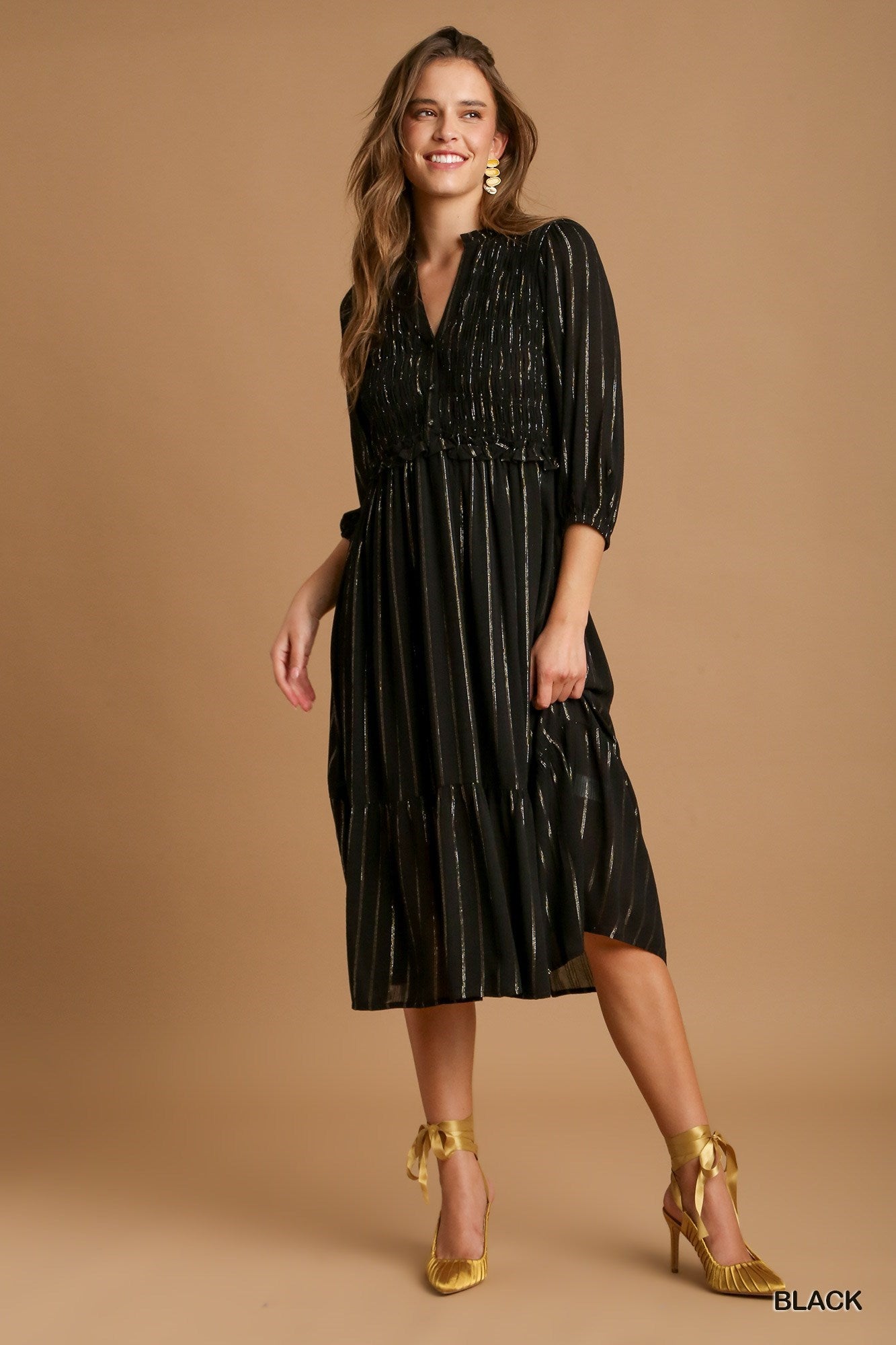 Own The Night Black Midi Dress