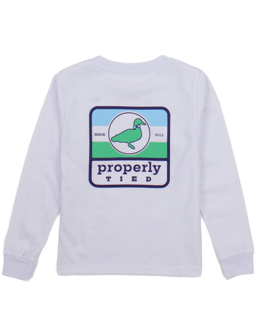 White Properly Tied Logo Long Sleeve Tee