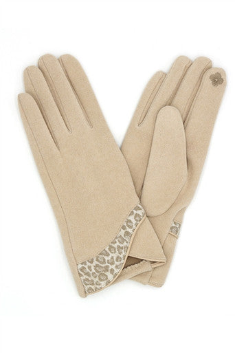 Beige Leopard Smart Gloves