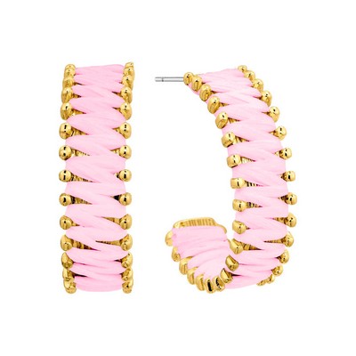 MB - Nora Pink Raffia Hoop Earrings