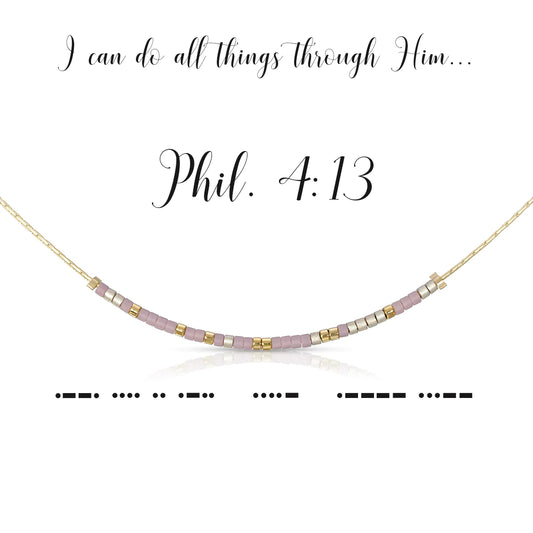 Philippians 4:13 Dot & Dash Necklace