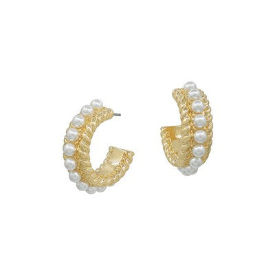 MB - Peni Gold Pearl Hoop Earrings