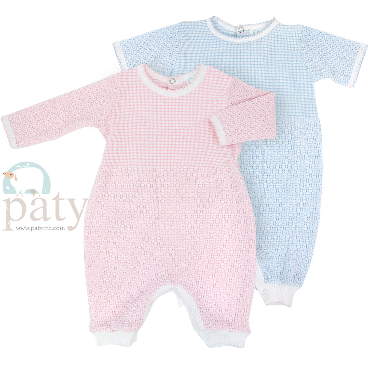 Paty Blue Long Sleeve Knit Romper