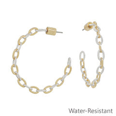 MB - Gold & Silver Chain Hoop Earrings