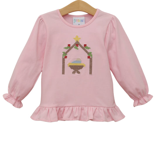 Away In A Manger Ruffle Top