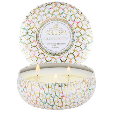 Voluspa Wildflowers 3 Wick Tin Candle