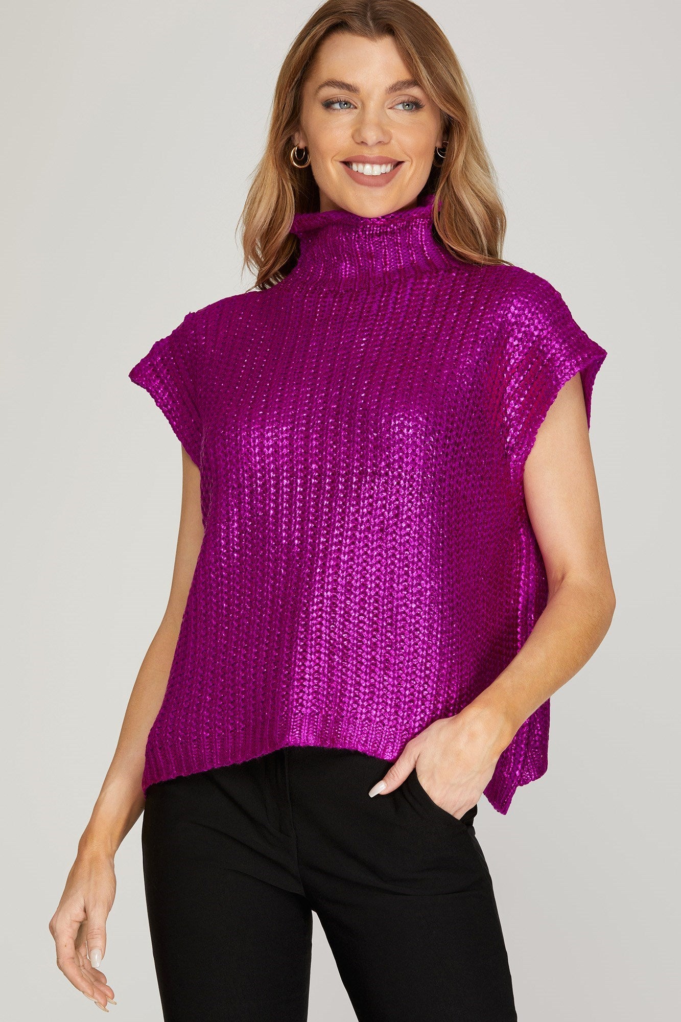 Let's Go Disco Magenta Sweater Top