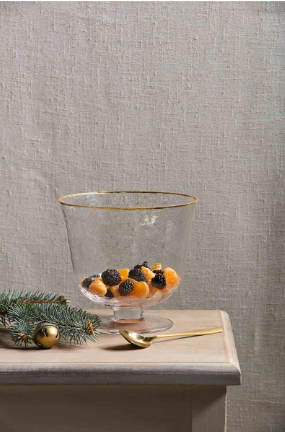 Gold Edge Pedestal Bowl & Spoon