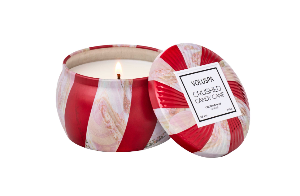 Voluspa Crushed Candy Cane Mini Tin Candle