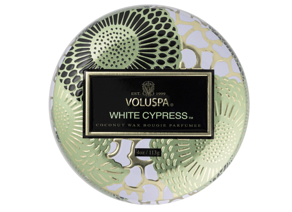 Voluspa White Cypress Mini Tin Candle