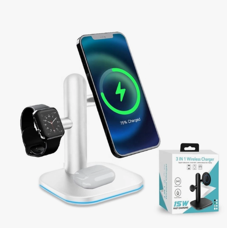 White 3-in-1 Wireless Charging Dock