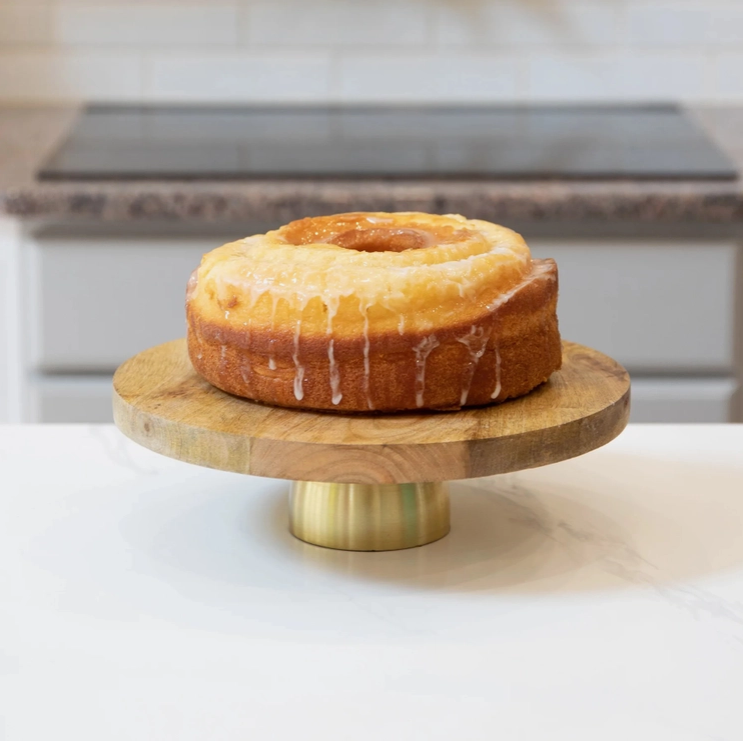 Gold Wood Top Cake Stand