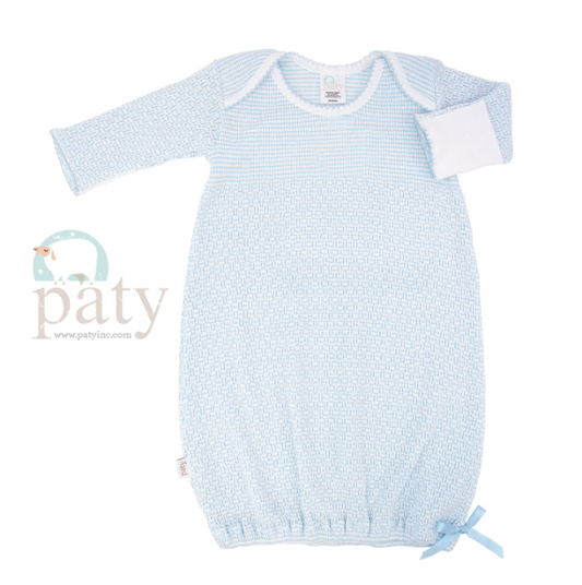 Paty Blue Knit Gown With Blue Trim