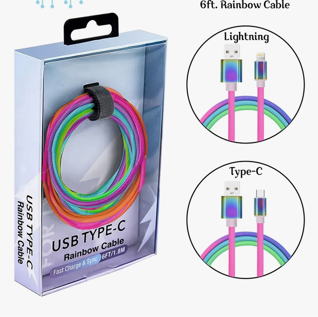 6 FT Rainbow Lightning Cable