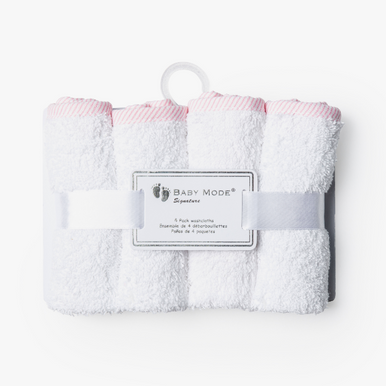 Pink Trim Baby Washcloth Set