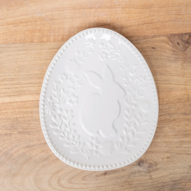 White Embossed Bunny Plate