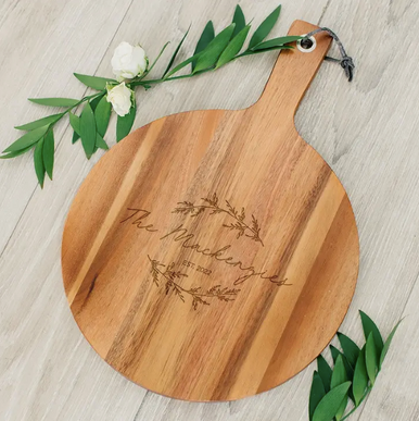 Round Personalized Cutting Board With Handle