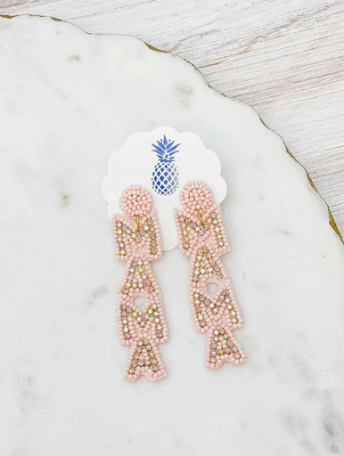 Blush Pink Mama Beaded Earrings