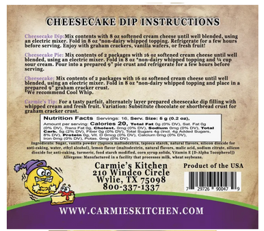 Carmie's Lemon Ice Box Cheesecake Dip Mix
