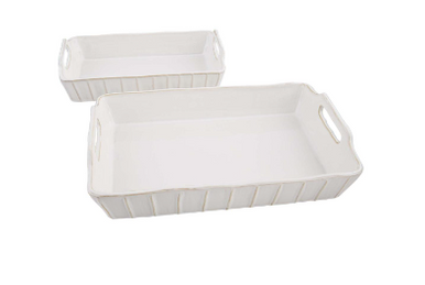 White Textured Baker Dish Set