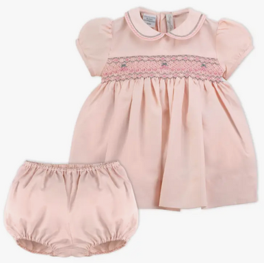 Pink Smocked Taffeta 2 Piece Outfit