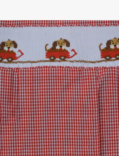 Red Smocked Puppy Dogs & Wagons Bubble