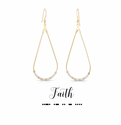 Faith Dot & Dash Teardrop Earrings