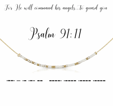 Psalm 91:11 Dot & Dash Necklace
