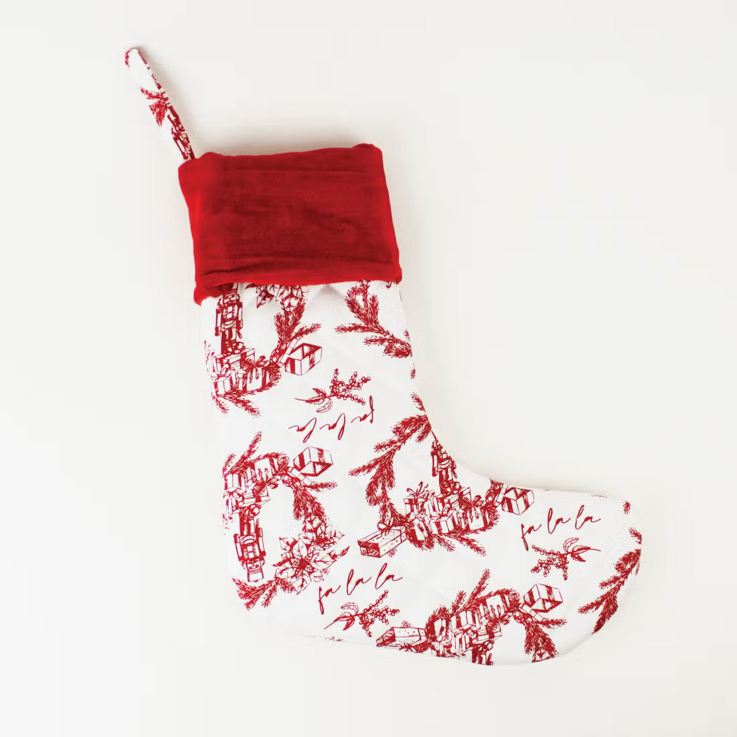 Red Holiday Toile Stocking