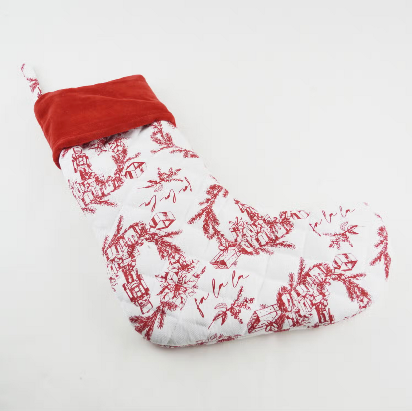 Red Holiday Toile Stocking
