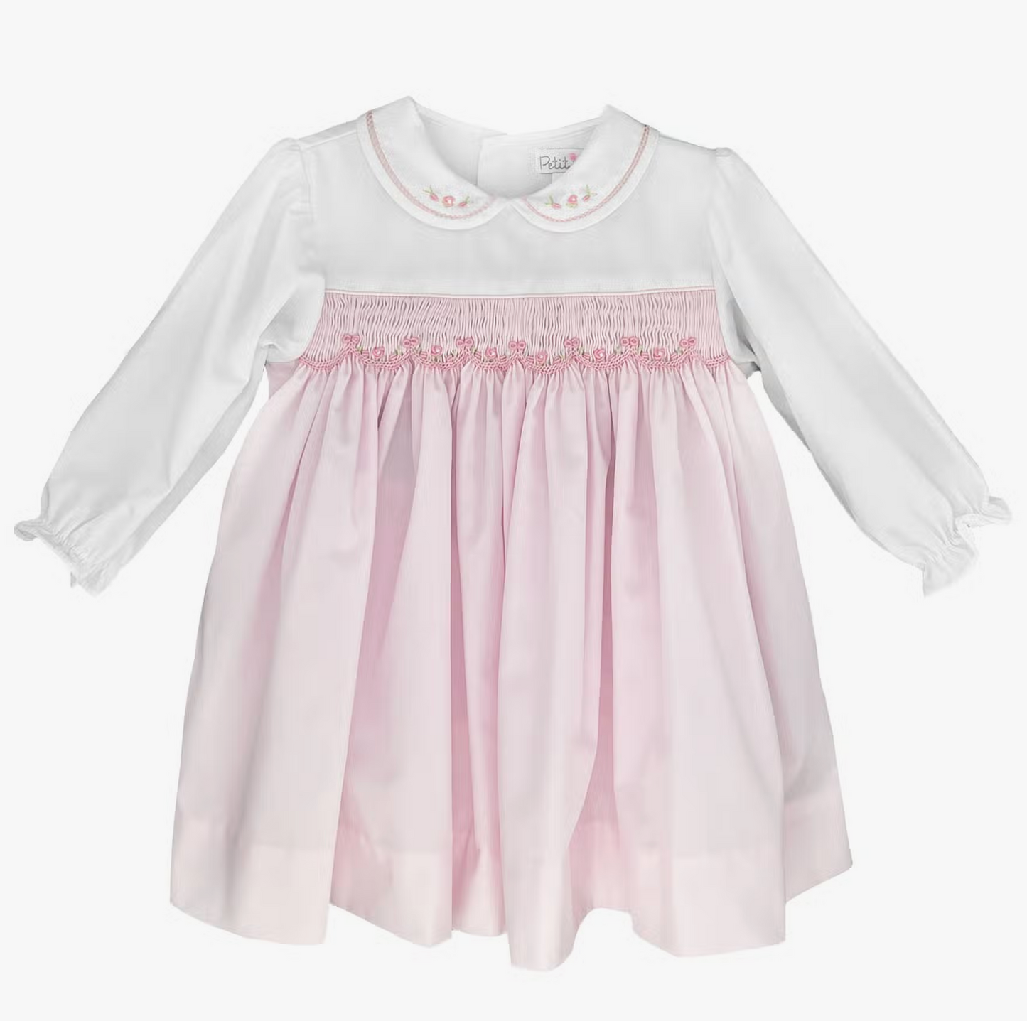 Pink Long Sleeve Smocked Dress