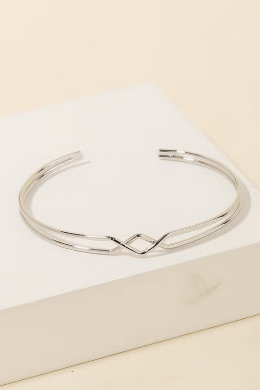 Open Your Heart Silver Cuff Braclet